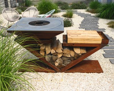 Brasero de cuisson G5 corten avec plaque plancha, grille et couvercle de protection ARTISS