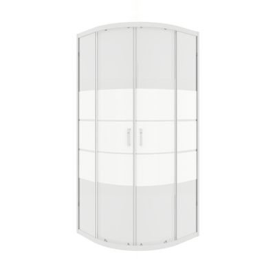 Accès d'angle coulissant 1/4 de cercle 90x90x185 cm profilé blanc verre sérigraphié 4 mm Primera - OCEA