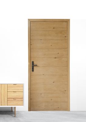 Bloc-porte fin de chantier H.204 X l.83 cm décor plaqué chêne ALTAÏ âme pleine poussant gauche - SMIS