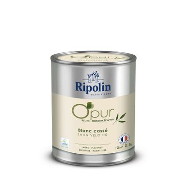 Peinture O'PUR mur & boiserie Blanc Cassé satin 0,5 L - RIPOLIN