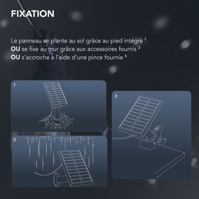 Guirlande lumineuse extérieur solaire LED remplaçable 8,4m Venusia noir IP44  10X3,8 W blanc chaud - TIBELEC