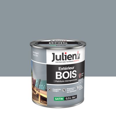 Peinture bois gris argent RAL 7001 satin 500 ml JULIEN