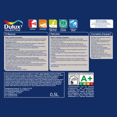 Peinture Crème de Couleur Bleu Paon satin 0.5 L - DULUX VALENTINE