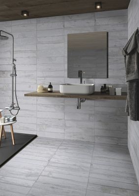 Carrelage sol et mur STUDIO gris ép 9 mm 32 x 62,5 cm paquet 1 m² CERAM INDUSTRIE