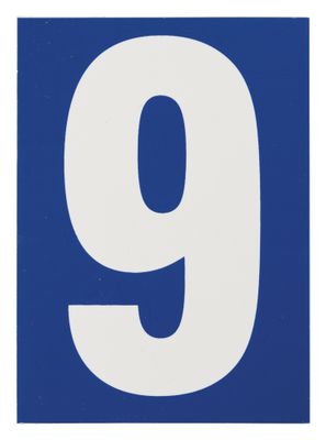 Plaque chiffre 9 adhésive 65 x 90 mm fond bleu THIRARD