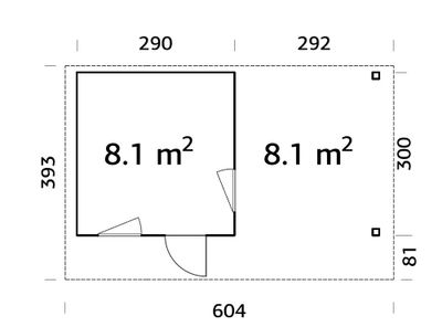 Studio bois Bois Naturel  Grace 8,1+8,1m2 Livraison à domicile incluse