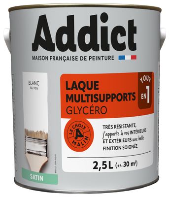 Laque Multisupports Satin 2,5 L blanc Ral 9016 - ADDICT