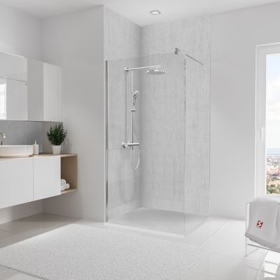 Panneaux muraux de douche 100+100x255 cm parement béton DecoDesign Décor - SCHULTE