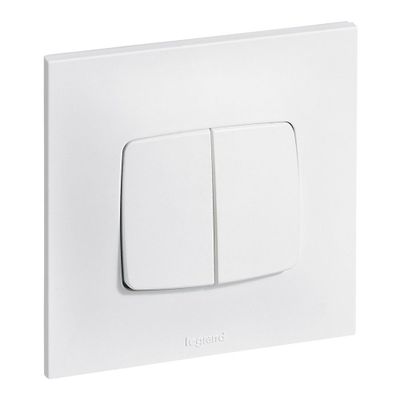 Double interrupteur va-et-vient encastrable 10A complet Blanc - Neptune LEGRAND