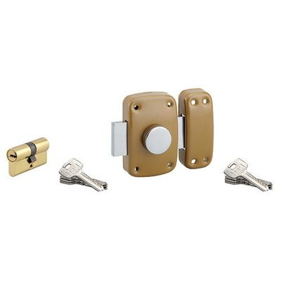 Verrou de porte d'entrée à bouton et cylindre 30 mm doré 8 clés SERRUPRIX