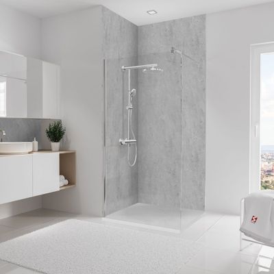 Panneaux muraux de douche 100+100x255 cm pierre gris clair DécoDesign Softtouch - SCHULTE
