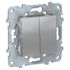 Double Interrupteur va-et-vient aluminium - Unica SCHNEIDER ELECTRIC