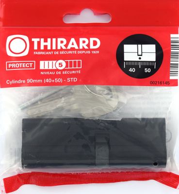 Cylindre de serrure double entrée 40 x 50 mm STD noir 3 clés THIRARD