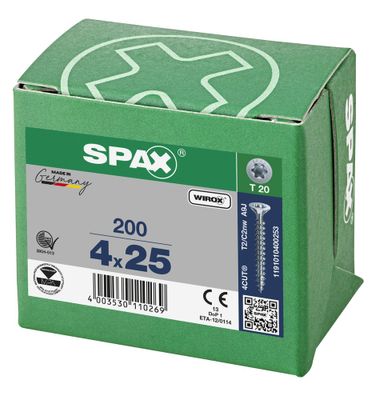 Vis tête fraisée T-star 4 x 25 mm par 200 SPAX