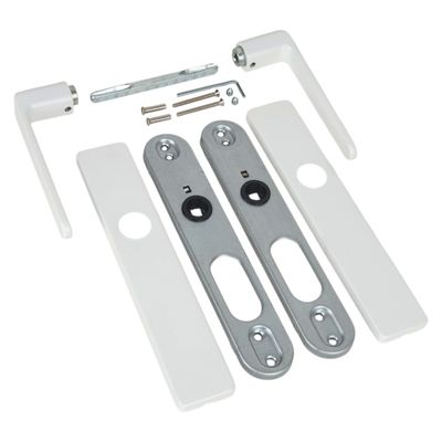 Poignées de porte double entraxe Celio blanc sans trou ALPERTEC