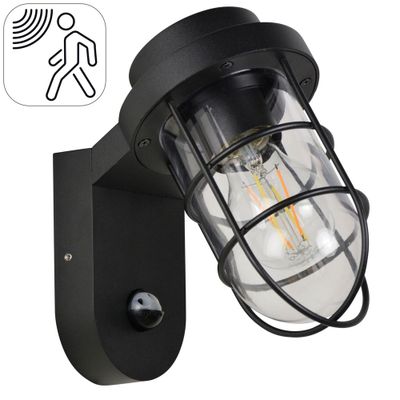 Applique extérieur E27 détecteur de mouvements Lacanau noir IP44 40W - COREP