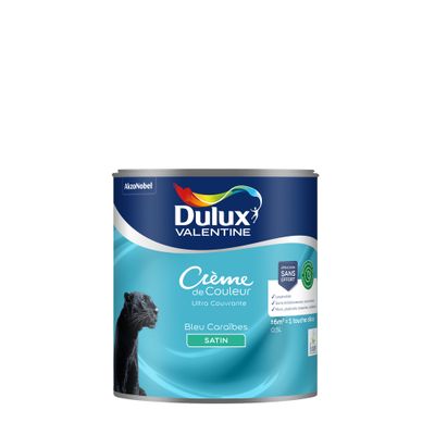 Peinture crème de couleur Bleu Caraïbes satin 0,5L - DULUX VALENTINE