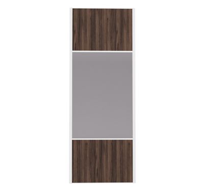 Porte de placard Miroir et Noyer Fumé Profil blanc H 248,5 x L 62,2 cm YNGENIO