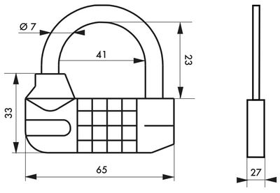 Cadenas à code ovale largeur 65 mm THIRARD