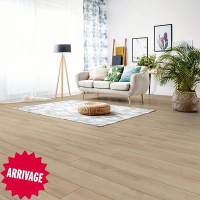 Sol stratifié décor chêne d'ÉTÉ beige ép 7 mm 19,3 x 138 cm AC3 2,397 m²/pqt KRONOTEX