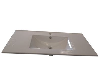 Vasque de salle de bains à encastrer L100 x H17 x P46 cm ceramique blanche - CONCILIO