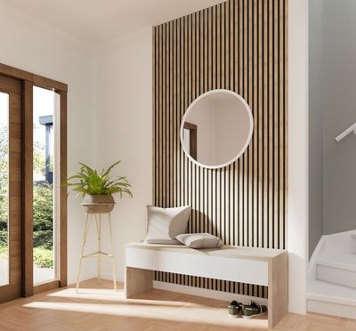 Panneau décoratif Decowall chêne clair sur fond noir - Lot de 2 - 17 x 300 x 2600 mm - AJ TIMBER