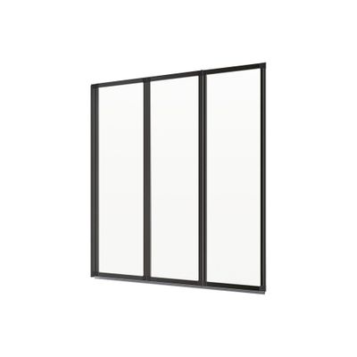 Pare-baignoire 3 volets rabattables 140x127 cm profilé noir verre transparent Golf - SCHULTE
