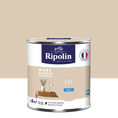 Peinture murs, boiseries et radiateurs lin mat 0,5 L - RIPOLIN