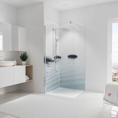 Panneaux muraux de douche 90+90x210 cm pierres zen et eau DécoDesign Photo - SCHULTE
