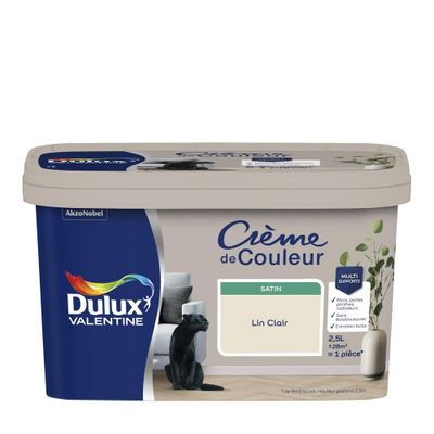 Peinture Crème de couleur Lin Clair satin 2,5 L - DULUX VALENTINE
