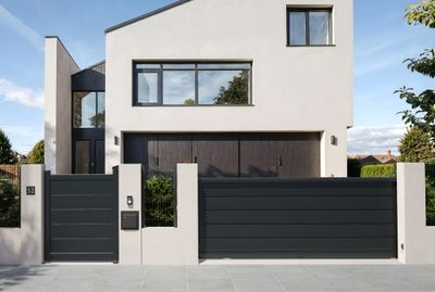 Portail coulissant aluminium ENZO l.3,50 x H.1,70 m gris  - PREFALU