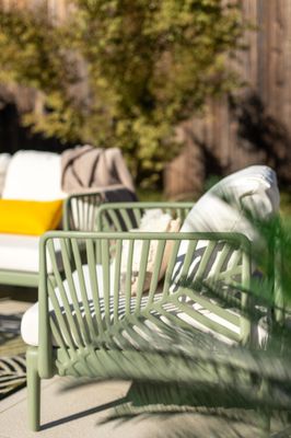 Salon de jardin PALMERA polypropylène vert sauge 4 places - JARDILINE