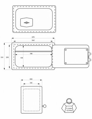 Coffre-fort à clé Frontenac à poser 27 x 20 x 21 cm 2 pênes THIRARD