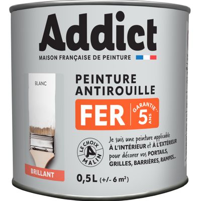 Peinture FER Brillant blanc Ral 9016 0,5 L - ADDICT