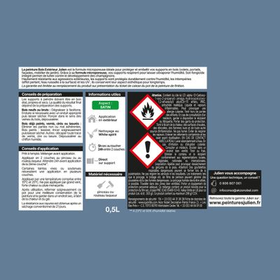 Peinture bois bleu pigeon RAL 5014 satin 0,5 L - JULIEN