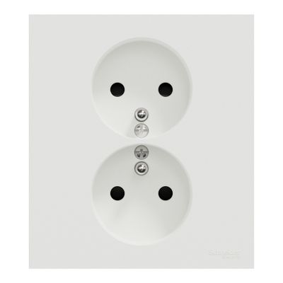Double prise 2 pôles + terre sur boîte encastrement simple Odace 2025 blanc - SCHNEIDER ELECTRIC