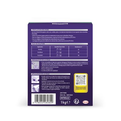 Colle pour toile de verre poudre 1kg METYLAN