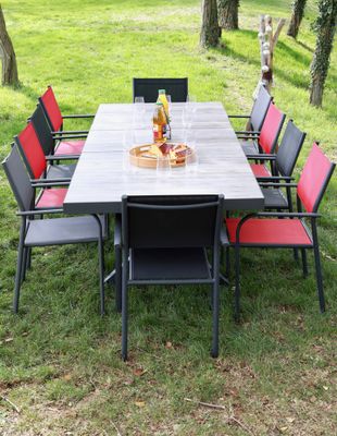 Fauteuil de jardin DUCA aluminium et textilène gris perle - PROLOISIRS