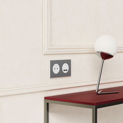 Plaque de finition 2 postes Odace 2025 Métal effet titane / blanc - SCHNEIDER ELECTRIC