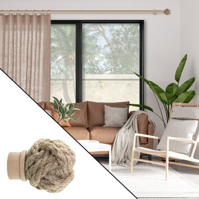 Embout déco boule en corde à visser en bois diam 28 mm Finition Bois - MOBOIS