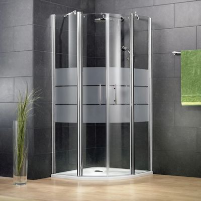 Accès d'angle battant 1/4 de cercle 90x90x192 cm profilé chrome verre dépoli 5 mm NewStyle - SCHULTE