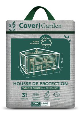 Housse pour table et chaises 4/6 personnes 190 x 120 x 70 cm JARDILINE