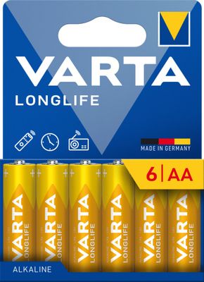 Piles alcalines LR06 (AA) Longlife par 6 - VARTA