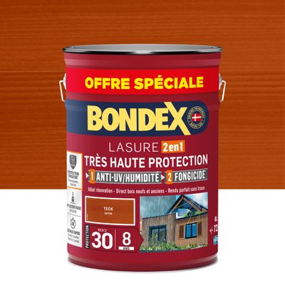 Lasure très haute protection 8 ans teck satin 6L BONDEX