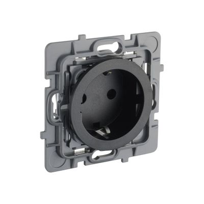 Prise schuko 2 pôles + terre noir Casual Evo - DEBFLEX