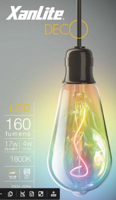 Ampoule Filament LED EDISON multicolore 4 W = 160 lumens blanc chaud - XANLITE