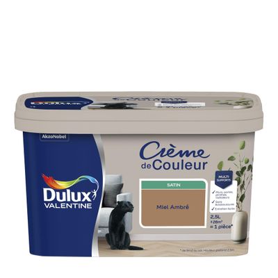 Peinture crème de couleur Miel Ambré Satin 2,5 L - DULUX VALENTINE
