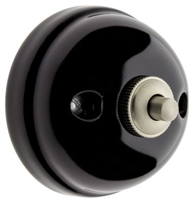 Bouton poussoir en saillie rétro porcelaine noire - Garby FONTINI