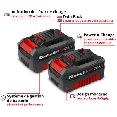 Batteries 18 V 4,0 Ah Power X-Change par 2 EINHELL