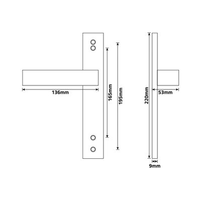 Poignées de porte double entraxe Celio noir mat sans trou ALPERTEC